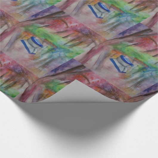 Boot Romantische Waterverf Glossy Wrapping Papier (Hoek)