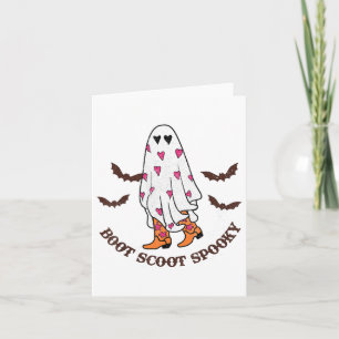 Boot Scoot Spooky Cowboy Ghost Groovy Retro Hallow Kaart