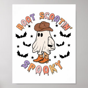 Boot Scoot Spooky Funny Westerne Halloween Cowboy Poster