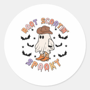 Boot Scoot Spooky Funny Westerne Halloween Cowboy Ronde Sticker