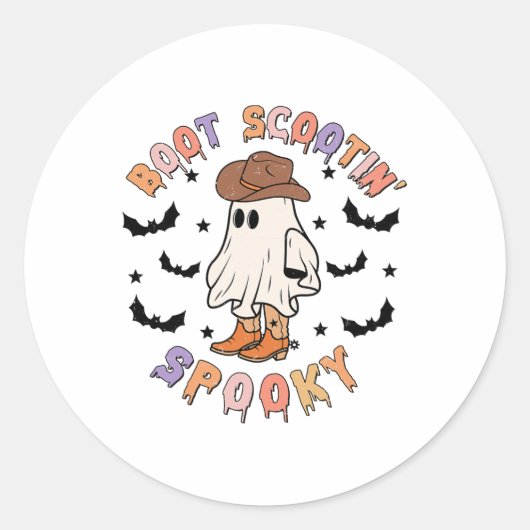 Boot Scoot Spooky Funny Westerne Halloween Cowboy  Ronde Sticker (Voorkant)