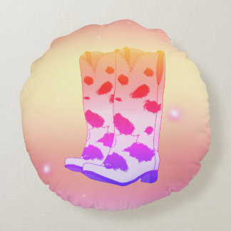 Boot Scoot Throw Pillow (Pink) Rond Kussen