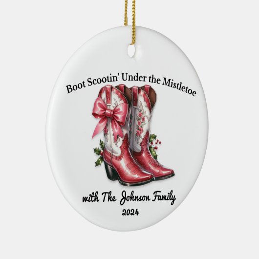 Boot Scootin' Under the Mistletoe Keramisch Ornament (Rechts)