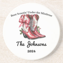 Boot Scootin' Under the Mistletoe Zandsteen Onderzetter