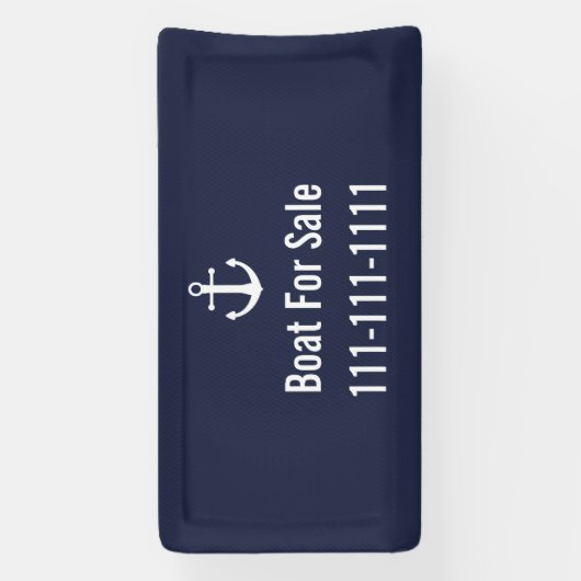 Boot Te Koop Blauw en Wit Telefoonnummer Sjabloon Spandoek (Verticaal)