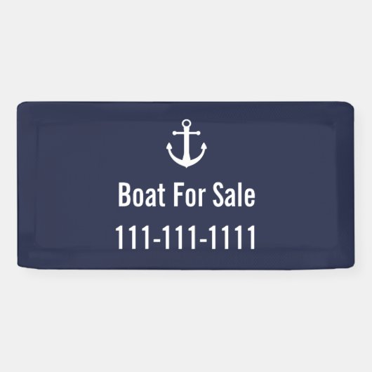 Boot Te Koop Blauw en Wit Telefoonnummer Sjabloon Spandoek (Horizontaal)