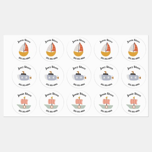 Boot Waterdichte Cirkel Sticker Naam Labels (Vel)