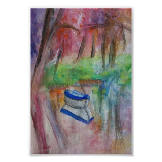 Boot waterverf Kunst Romantisch Print op fotopapie Foto Afdruk (Voorkant)