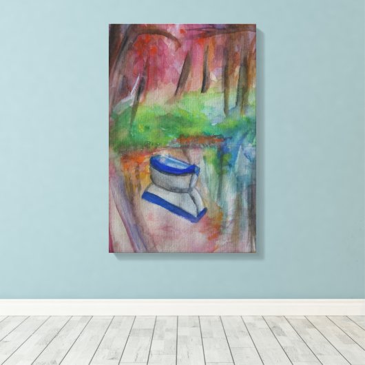 Boot Waterverf Uitgerekte Canvas Print (Insitu (Houten vloer))