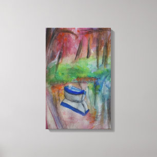 Boot Waterverf Uitgerekte Canvas Print