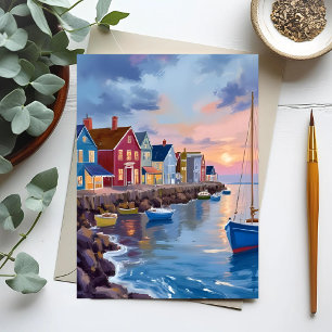 Bootdag Kustbaai Oceaan Aquarelschilderij Briefkaart