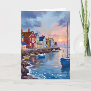 Bootdag Kustbaai Oceaan Aquarelschilderij Kaart