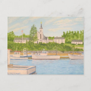 Boothbay Harbour: Kerk en Lobster Boats Briefkaart