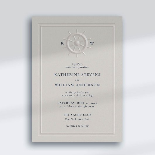 Boothelm Faux reliëf Classic Lijst Chic Wedding Kaart