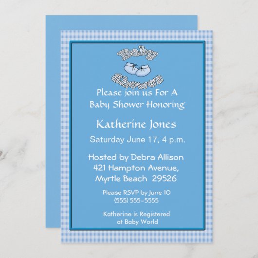 Booties Baby shower Invitation Kaart (Voorkant / Achterkant)
