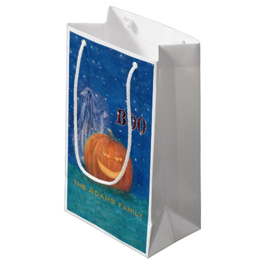 Bootiful Halloween Big Pumpkin Cute Ghost Klein Cadeauzakje (Voorkant Gekanteld)