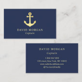 Bootkapitein Anchor Logo Navy and Gold Visitekaartje (Voorkant / Achterkant)
