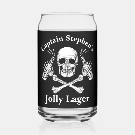 Bootkapitein Jolly Lager Custom Bier Piraat Thema Blikvorm Glas (Achterkant)