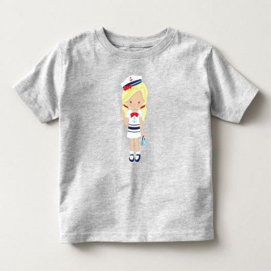 Bootkapitein, schipper, leuk meisje, blond haar kinder shirts (Voorkant)