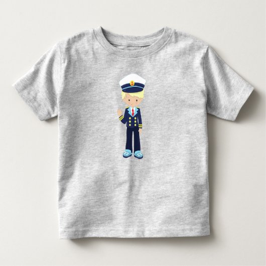 Bootkapitein, schipper, leuke jongen, blond haar kinder shirts (Voorkant)