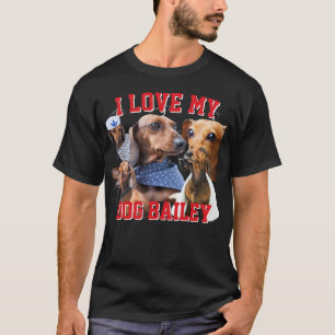 Bootleg I Love My Dog Custom Naam & Foto Mannen T-shirt