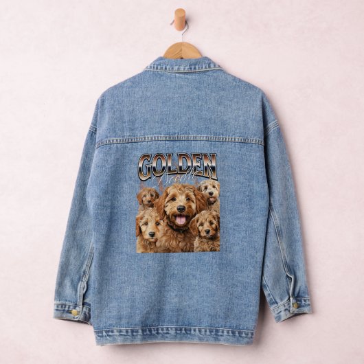 Bootleg stijl Rap T-shirt Goldendoodle Hondenontwe Denim Jacket (Hangar)