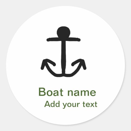 Bootnaam aangepaste anker zeilen zomer tekst toevo ronde sticker (Voorkant)