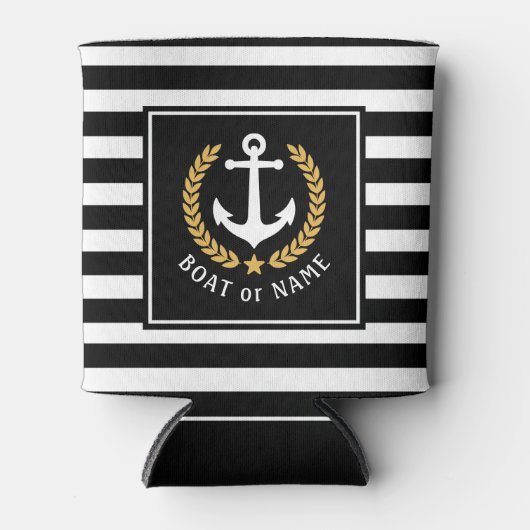 Bootnaam Anchor Gold Style Laurel Black Stripe Blikjeskoeler (Voorkant)