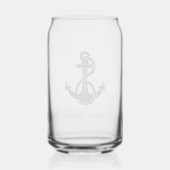 Bootnaam Marine Blauw Nautisch Anker Custom Blikvorm Glas (Achterkant)