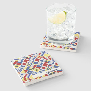 Bootnaam Maritiem Signaal Vlag Nautische Vlaggen Stenen Onderzetter