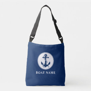 Bootnaam Nautical Anker Touw Navy Blue Crossbody Tas