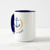 Bootnaam Nautisch Anker Gouden Stijl Laurel Large Mok (Voorkant links)