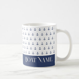 Bootnaam Nautisch Anker Kustblauw Koffiemok