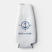 Bootnaam Nautisch Ankerkompas Marine op Wit Flesjeskoeler (Voorkant)