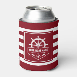 Bootnaam Nautische Anker Roeiers Helm Rood & Wit Blikjeskoeler