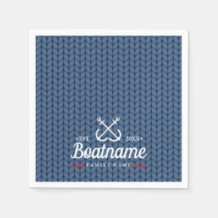 Bootnaam Navy Blue Nautical Gepersonaliseerd gebre Servet
