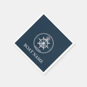 Bootnaam Navy Blue Nautical Gepersonaliseerd Servet (Hoek)
