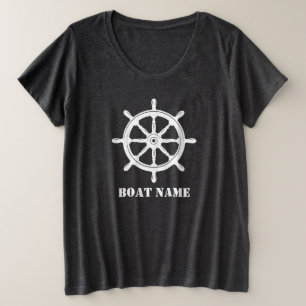 Bootnaam of Jouw naam Schip Helm Wheel donkergrijs Grote Maat T-shirt