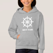 Bootnaam of Jouw naam Ship Helm Wheel Wit Grijs (Voorkant)