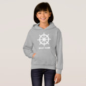 Bootnaam of Jouw naam Ship Helm Wheel Wit Grijs (Voorkant volledig)