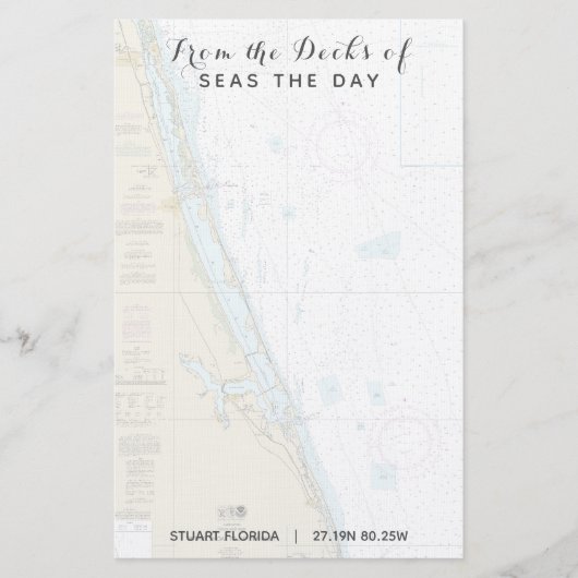 Bootnaam vanaf de dekken van Stuart FL Nautical Briefpapier (Voorkant)