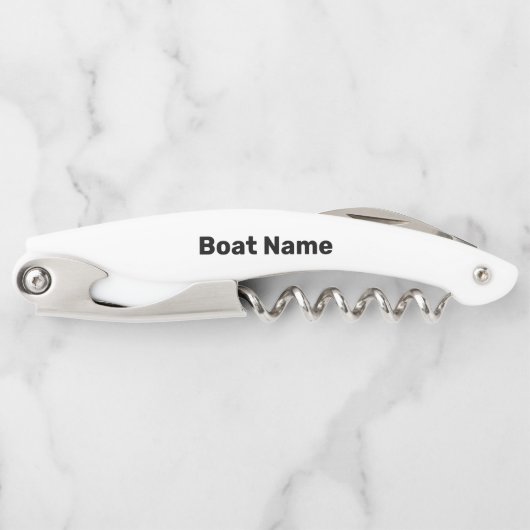 Bootnaam Witte en Zwarte Tekst Sjabloon Kurkentrekker (Voorkant)