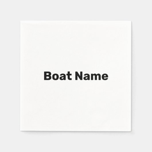 Bootnaam Witte en Zwarte Tekst Sjabloon Servet (Voorkant)