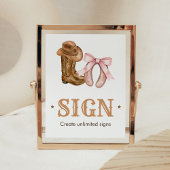 Boots and Bows Gender Reveal Sign Poster