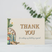 Boots and Bubbly Country Cowgirl Western Verjaarda Bedankkaart (Staand voorkant)