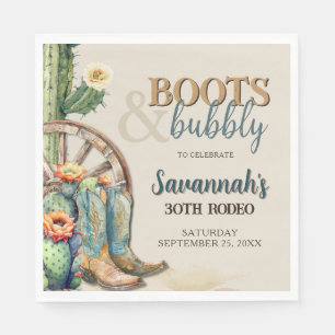 Boots and Bubbly Country Cowgirl Western Verjaarda Servet