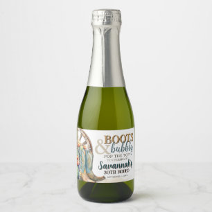 Boots and Bubbly Country Cowgirl Western Verjaarda Sparkling Wijnetiket