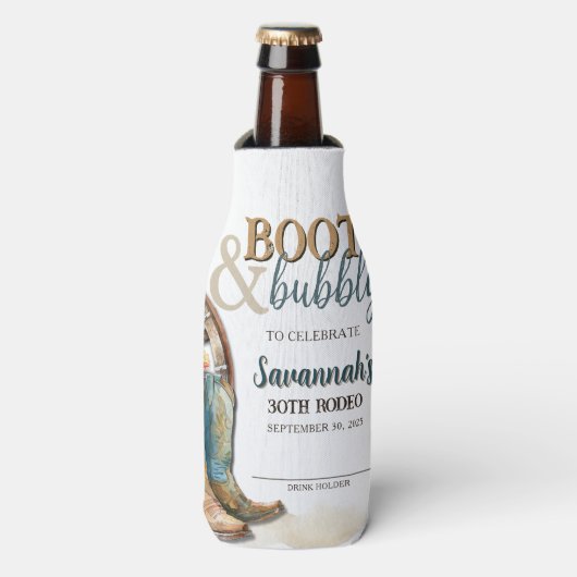 Boots and Bubbly Country Western Rodeo Theme Party Flesjeskoeler (Fles Voorkant)