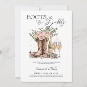 Boots and Bubbly Rustic Western Bridal Shower Kaart (Voorkant)