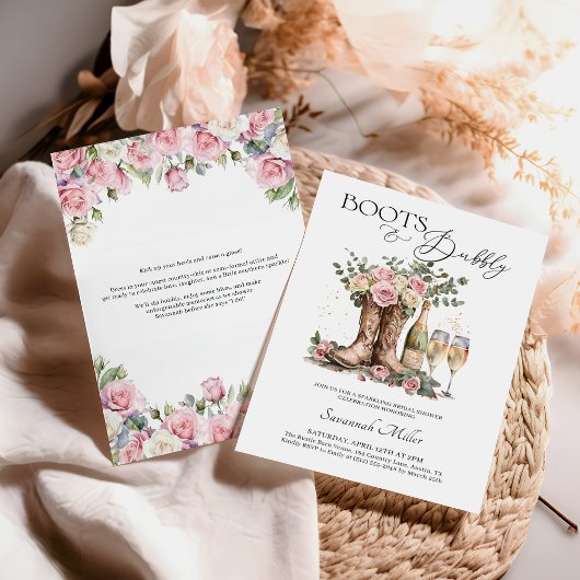Boots and Bubbly Rustic Western Bridal Shower Kaart